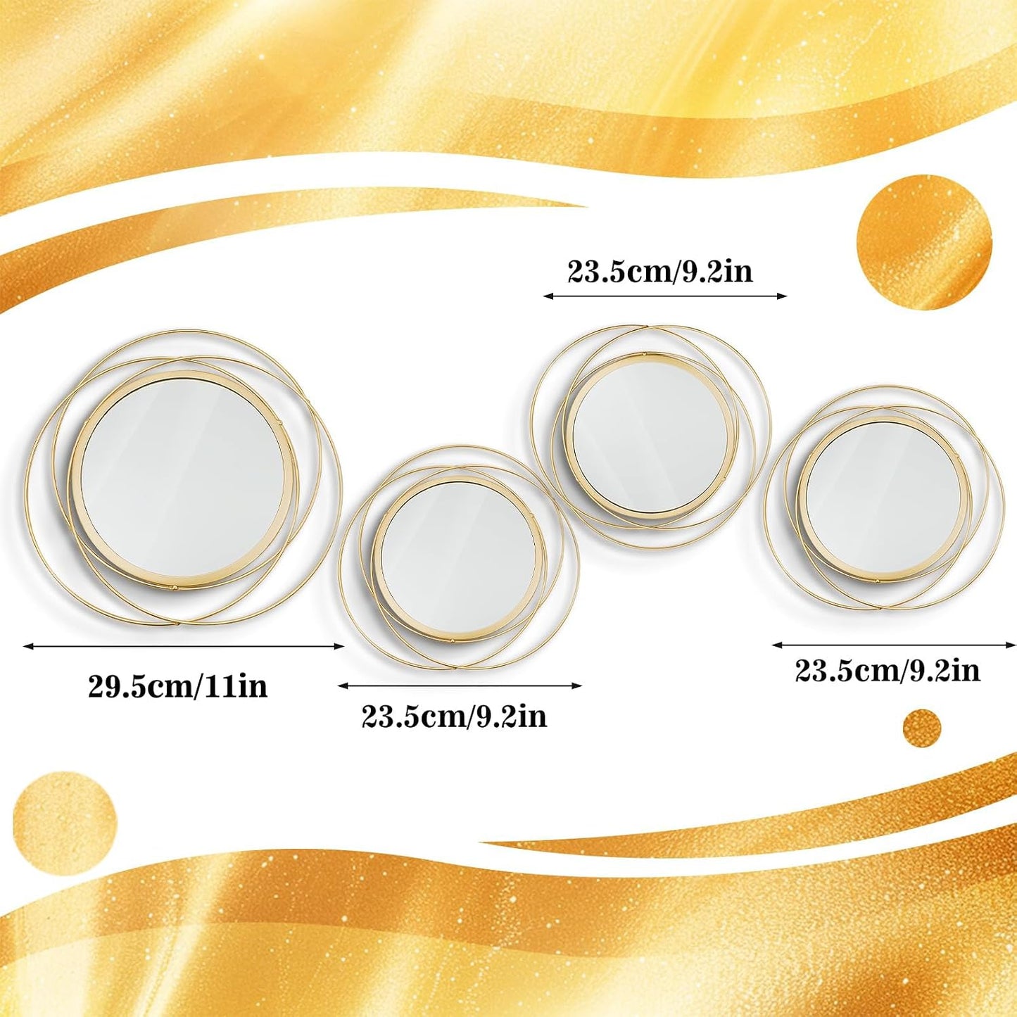 Bloom Mirror Set of Four, Gold