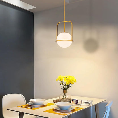 Lumen Frosted Globe Pendant Light | Brass Kitchen Island Fixture
