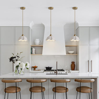 Creamery Milk Glass Pendant Pair | Gold Mid-Century Hanging Light