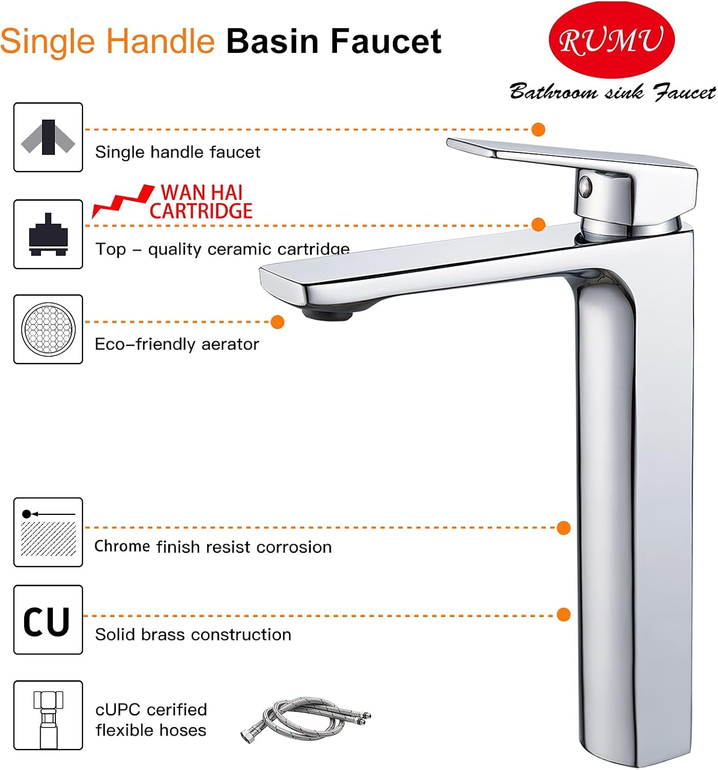 Pillar Vessel Faucet, Chrome