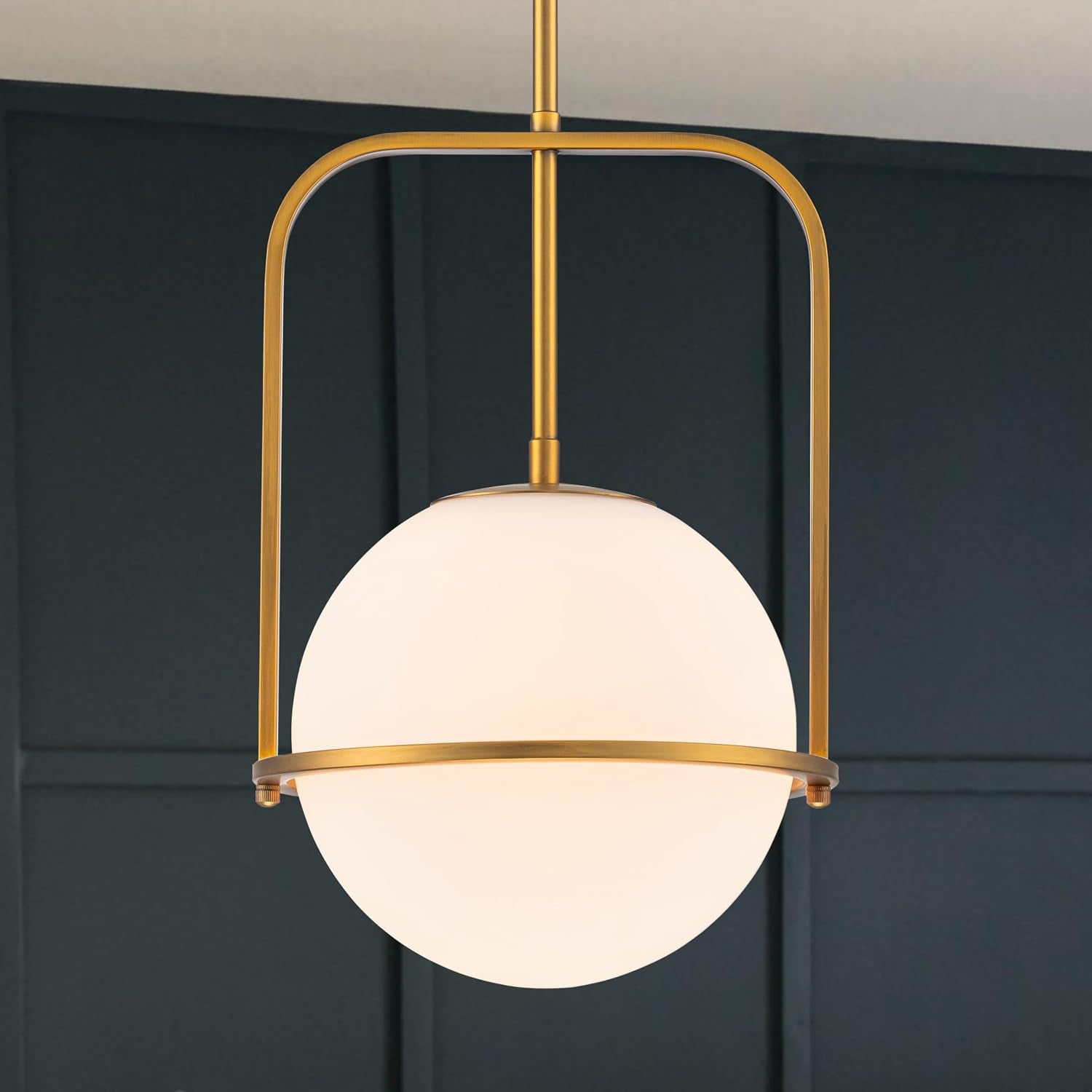 Lumen Frosted Globe Pendant Light | Brass Kitchen Island Fixture