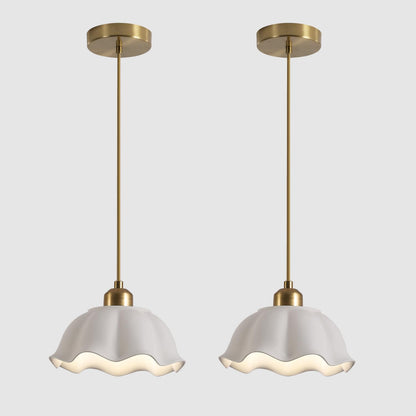 Creamery Milk Glass Pendant Pair | Gold Mid-Century Hanging Light