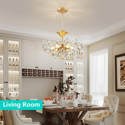 Bellflower Crystal Chandelier, Gold