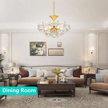 Bellflower Crystal Chandelier, Gold
