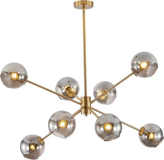 Nova Sputnik Globe Chandelier | Gold & Smoked Glass 8-Light