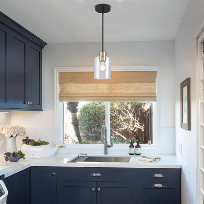 Meridian Pendant Light Set of 3 | Black & Brass Clear Glass