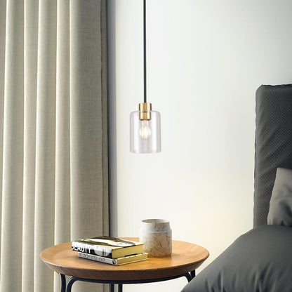 Meridian Pendant Light Set of 3 | Black & Brass Clear Glass