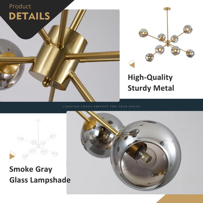 Nova Sputnik Globe Chandelier | Gold & Smoked Glass 8-Light