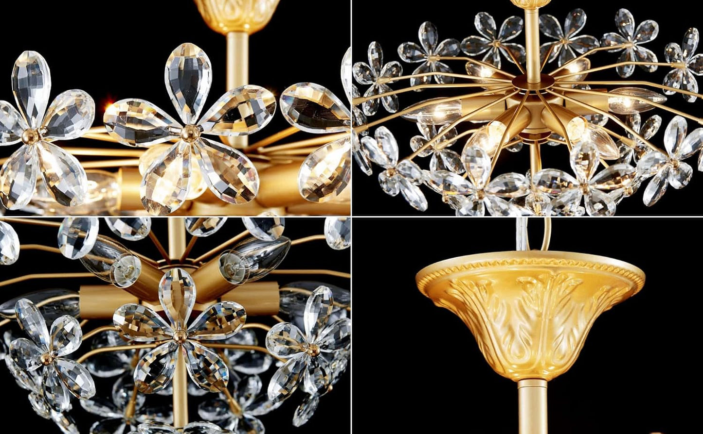 Bellflower Crystal Chandelier, Gold