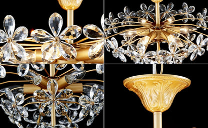 Bellflower Crystal Chandelier, Gold