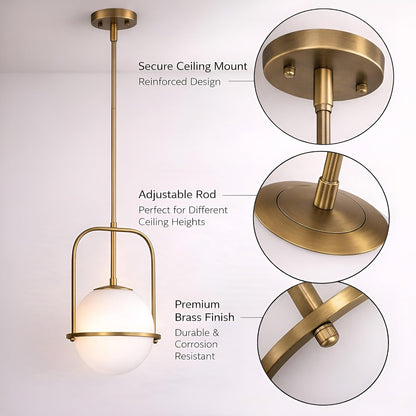 Lumen Frosted Globe Pendant Light | Brass Kitchen Island Fixture