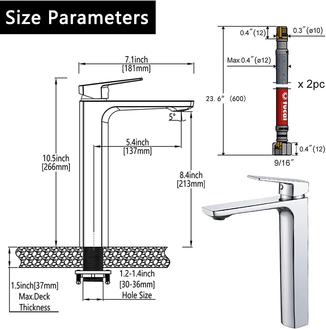 Pillar Vessel Faucet, Chrome