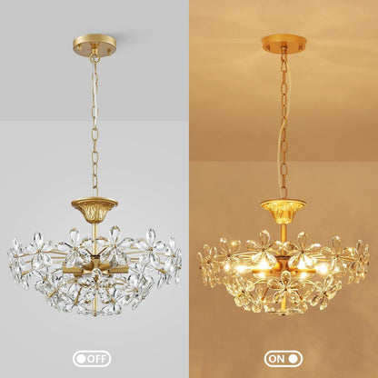 Bellflower Crystal Chandelier, Gold