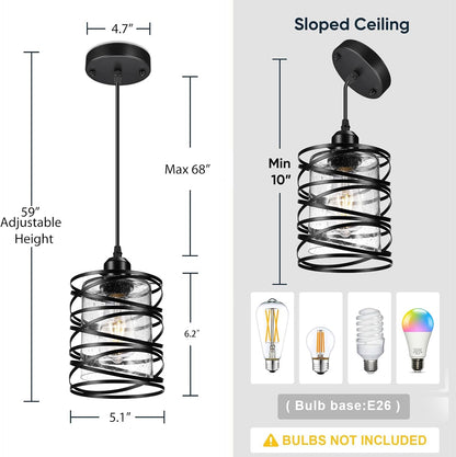 Ember Pendant Light Set of 3 | Black Seeded Glass Kitchen Island