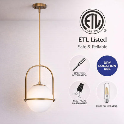 Lumen Frosted Globe Pendant Light | Brass Kitchen Island Fixture