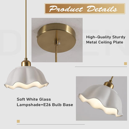 Creamery Milk Glass Pendant Pair | Gold Mid-Century Hanging Light
