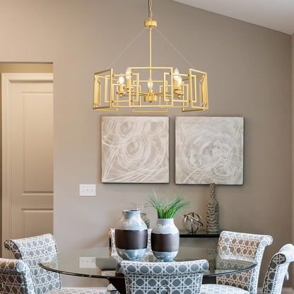 Wren Geometric Chandelier, Brushed Gold