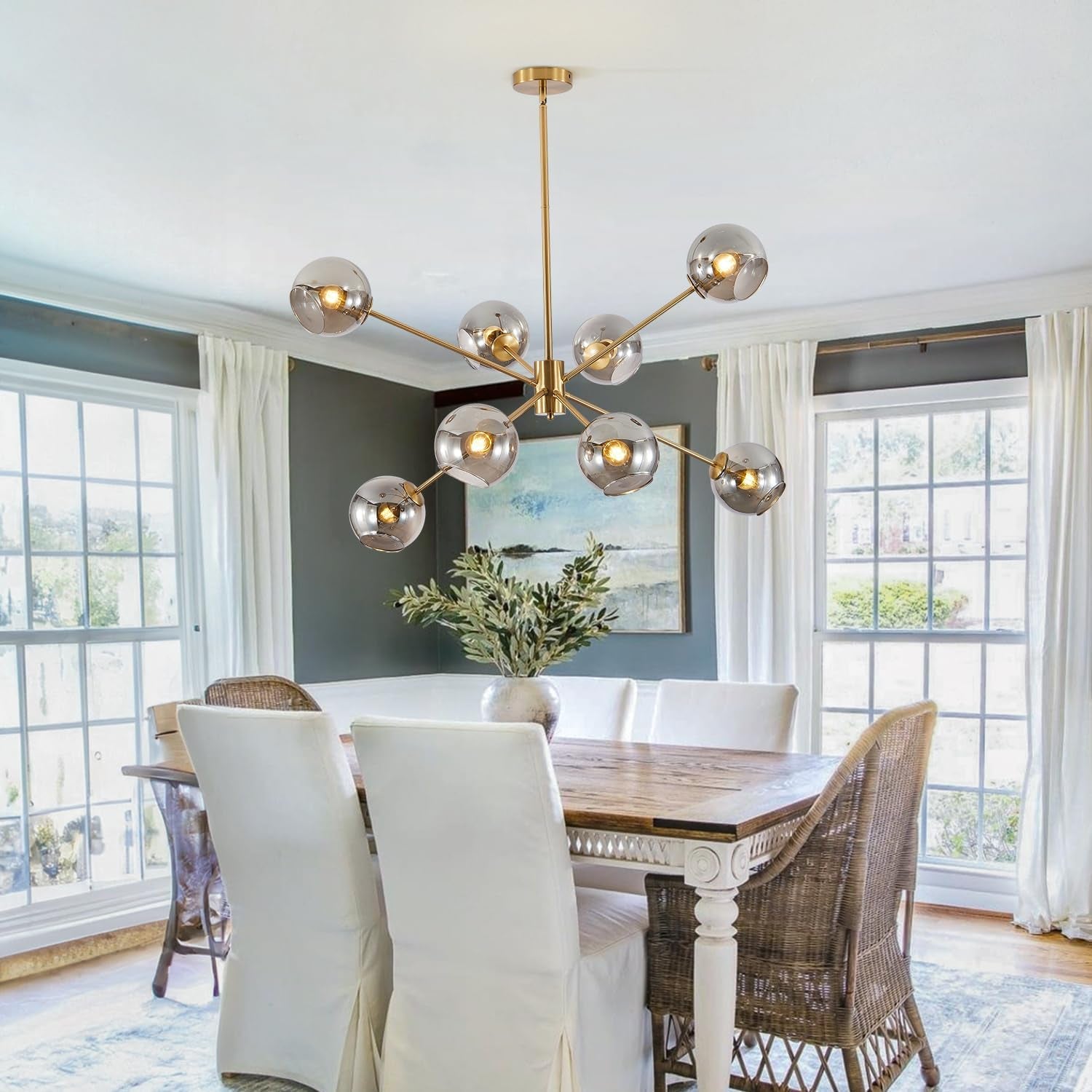 Nova Sputnik Globe Chandelier | Gold & Smoked Glass 8-Light