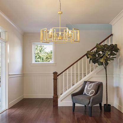 Wren Geometric Chandelier, Brushed Gold