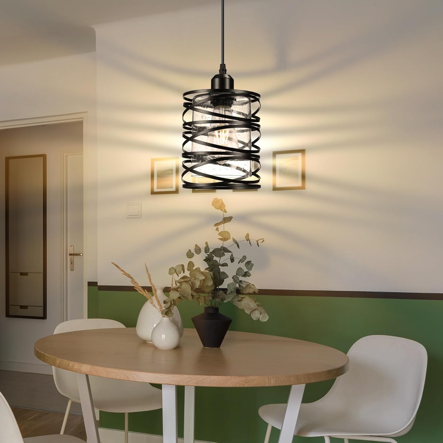 Ember Pendant Light Set of 3 | Black Seeded Glass Kitchen Island