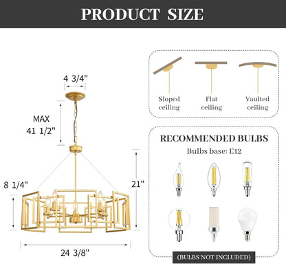 Wren Geometric Chandelier, Brushed Gold