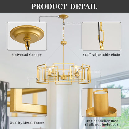 Wren Geometric Chandelier, Brushed Gold
