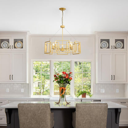 Wren Geometric Chandelier, Brushed Gold