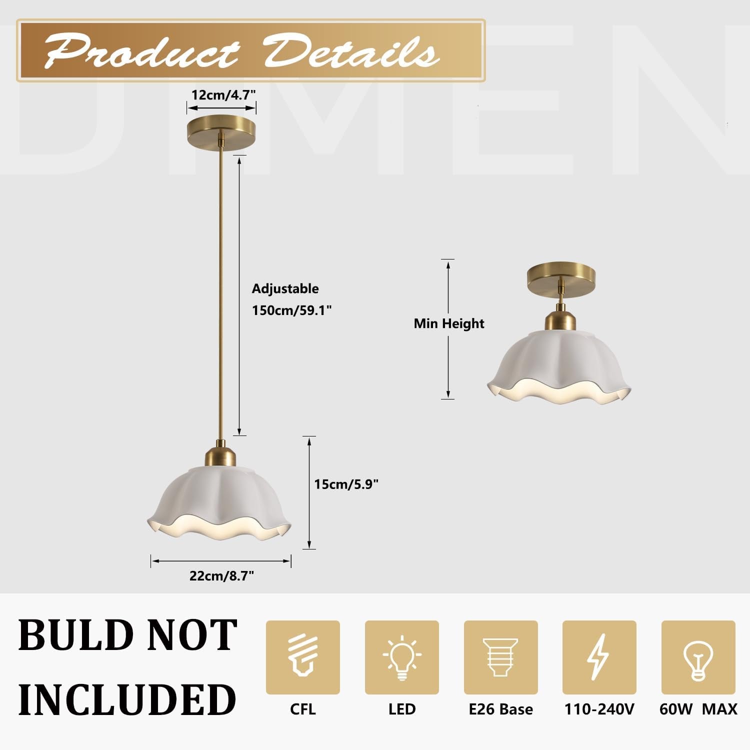 Creamery Milk Glass Pendant Pair | Gold Mid-Century Hanging Light