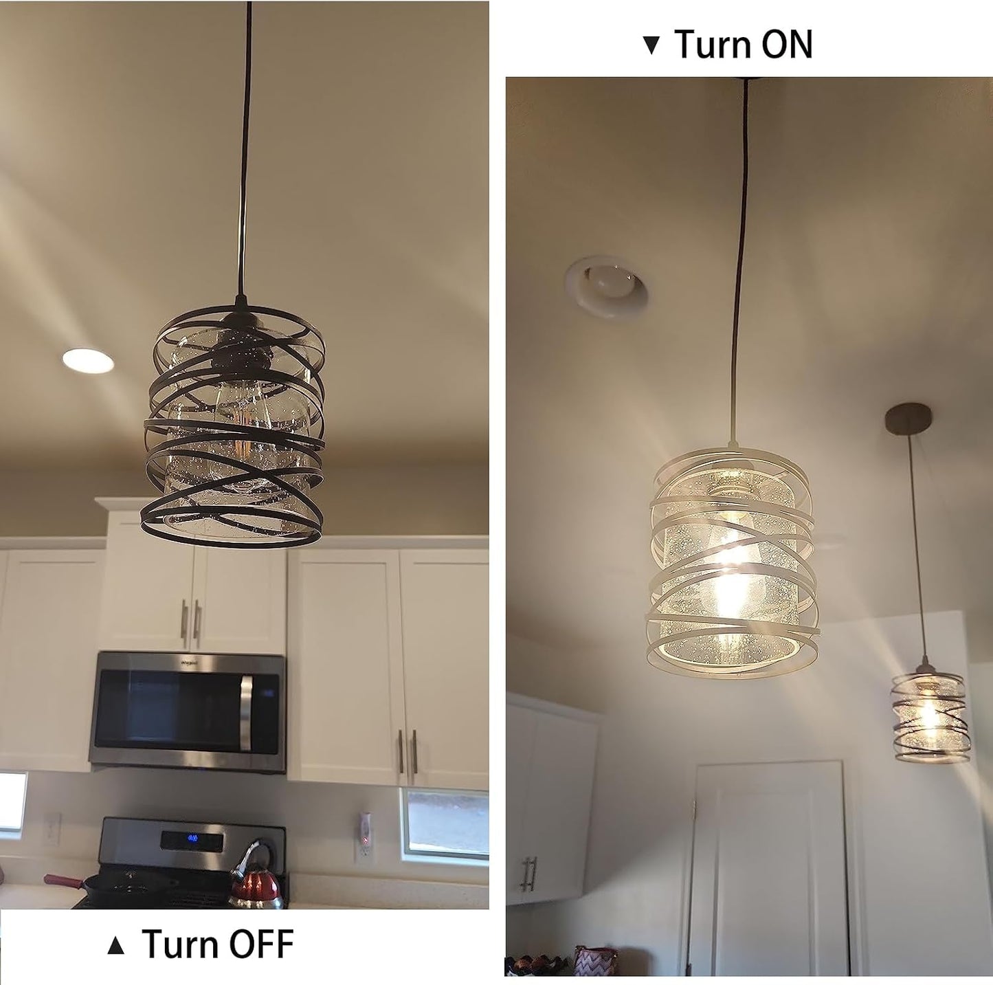 Ember Pendant Light Set of 3 | Black Seeded Glass Kitchen Island