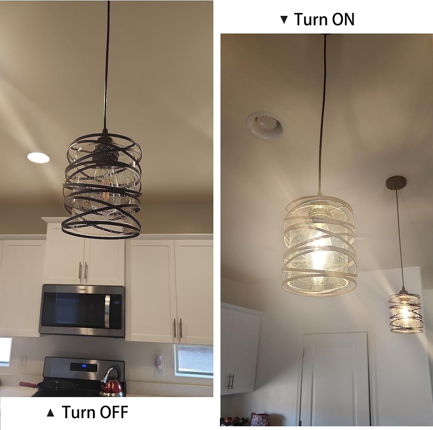 Ember Pendant Light Set of 3 | Black Seeded Glass Kitchen Island