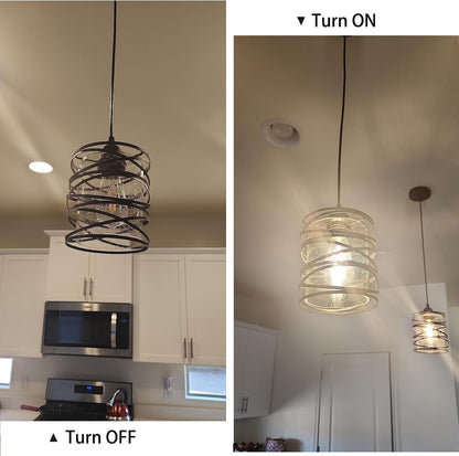 Ember Pendant Light Set of 3 | Black Seeded Glass Kitchen Island