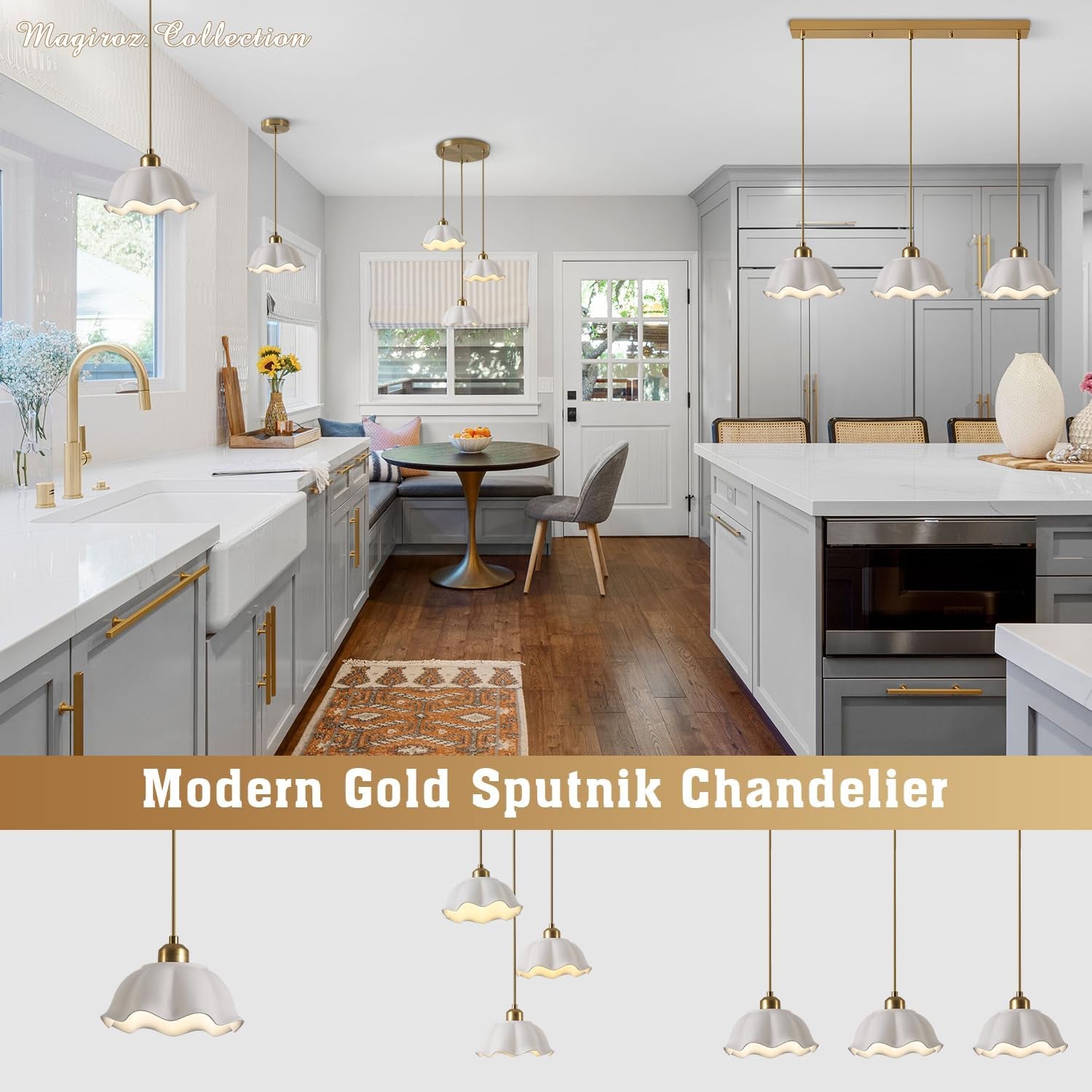 Creamery Milk Glass Pendant Pair | Gold Mid-Century Hanging Light
