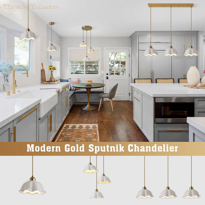 Creamery Milk Glass Pendant Pair | Gold Mid-Century Hanging Light