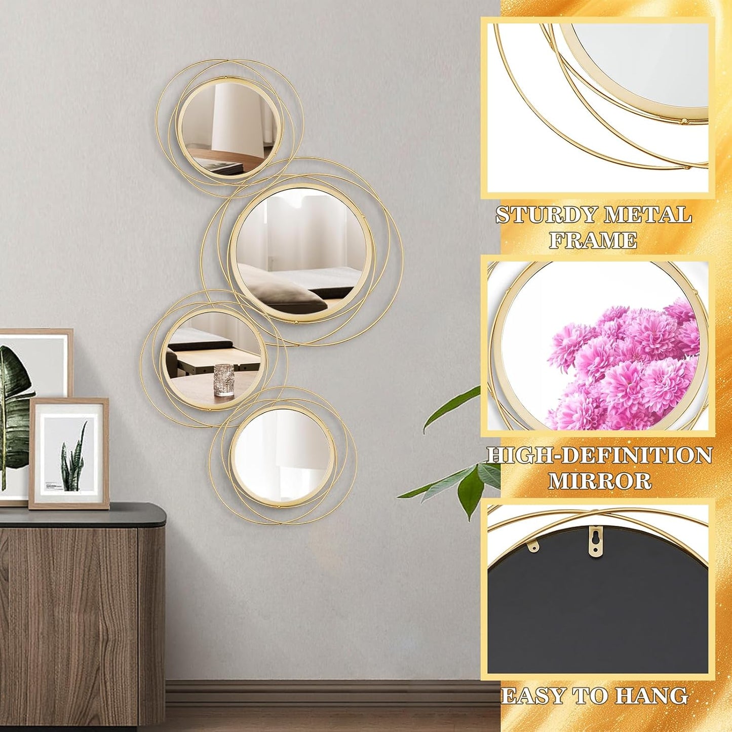 Bloom Mirror Set of Four, Gold