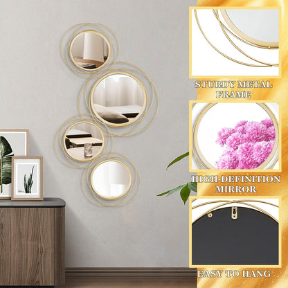 Bloom Mirror Set of Four, Gold