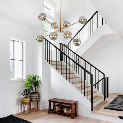 Nova Sputnik Globe Chandelier | Gold & Smoked Glass 8-Light
