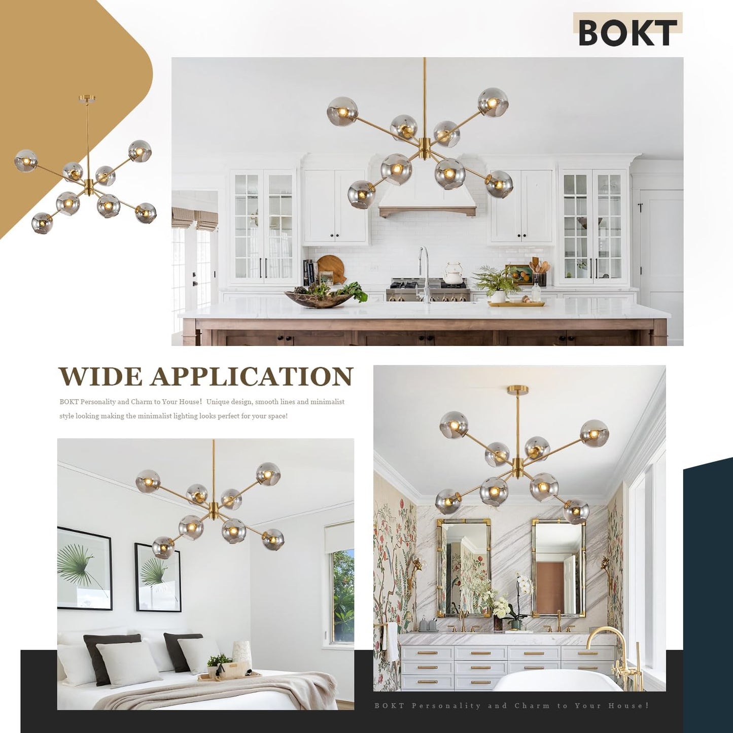Nova Sputnik Globe Chandelier | Gold & Smoked Glass 8-Light