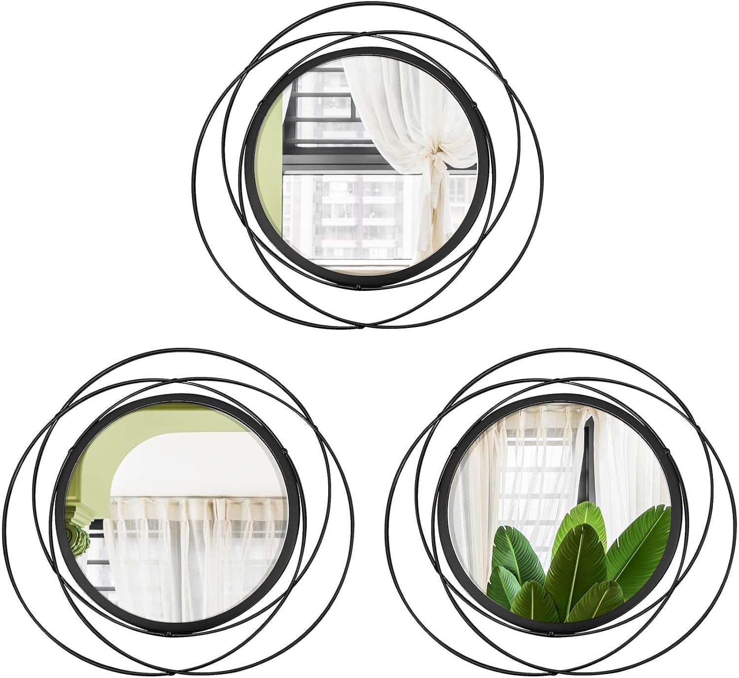 Sunburst Mirror Trio, Black