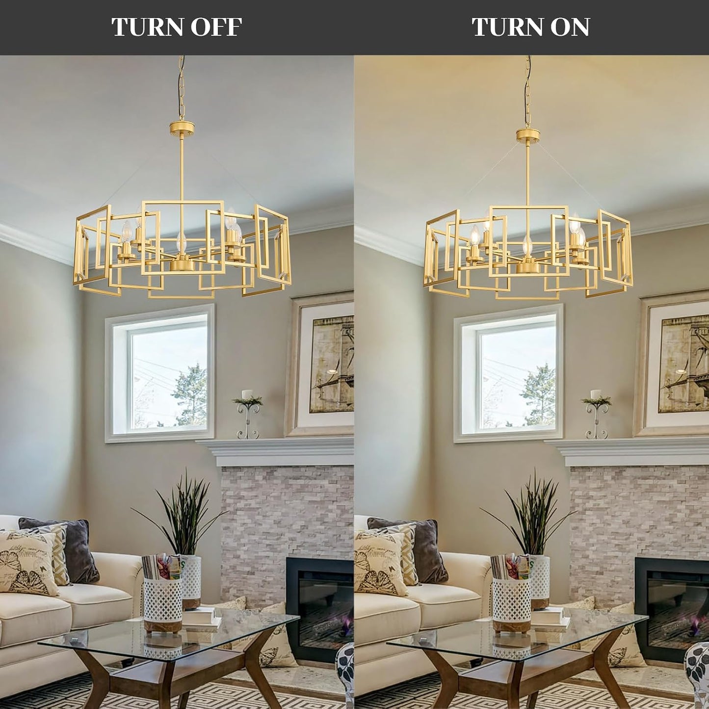 Wren Geometric Chandelier, Brushed Gold
